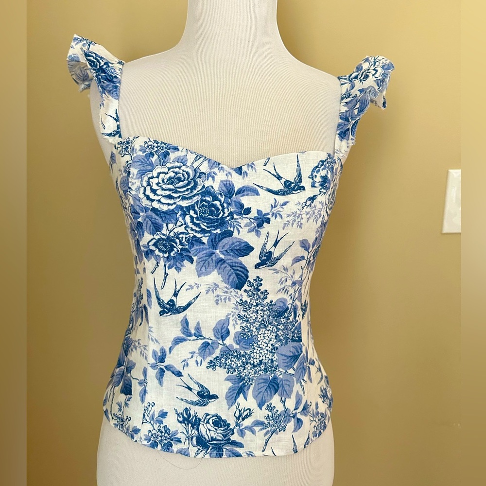 NWT Reformation Brittany linen top in Pompadour size 2